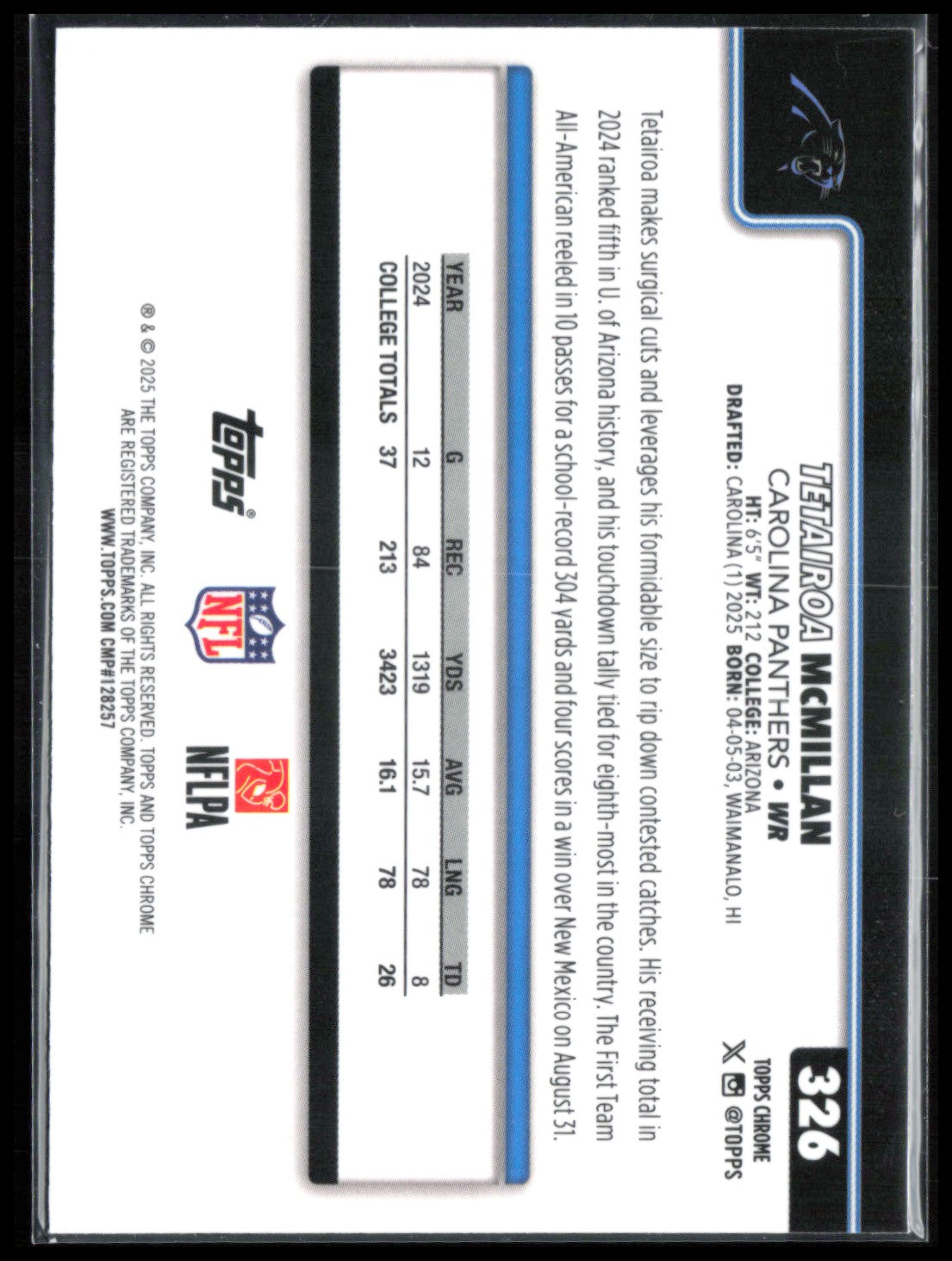 Tetairoa McMillan RC
