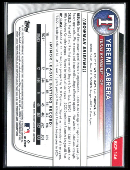 Yeremi Cabrera 1st Bowman Mojo