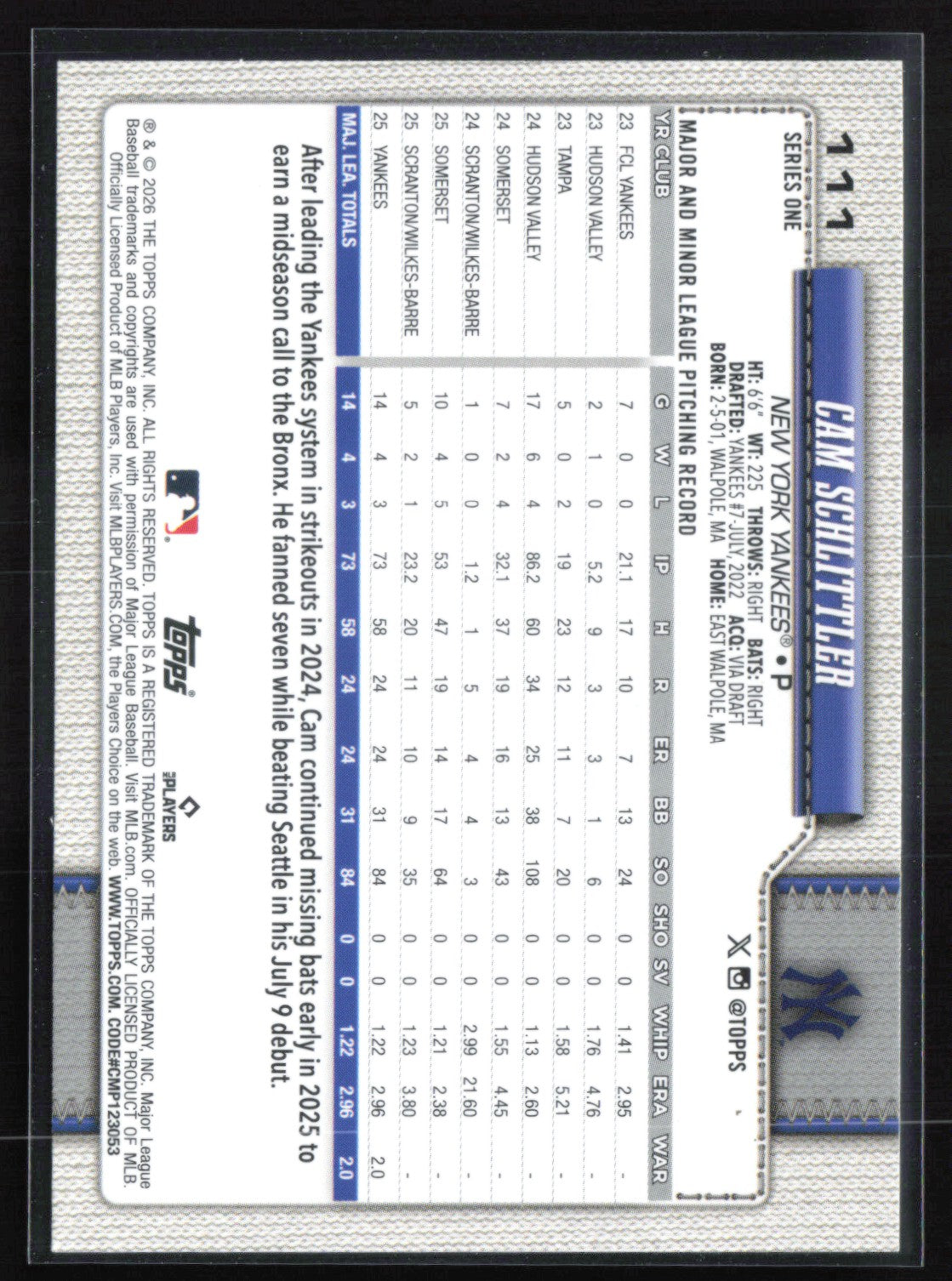 Cam Schlittler RC