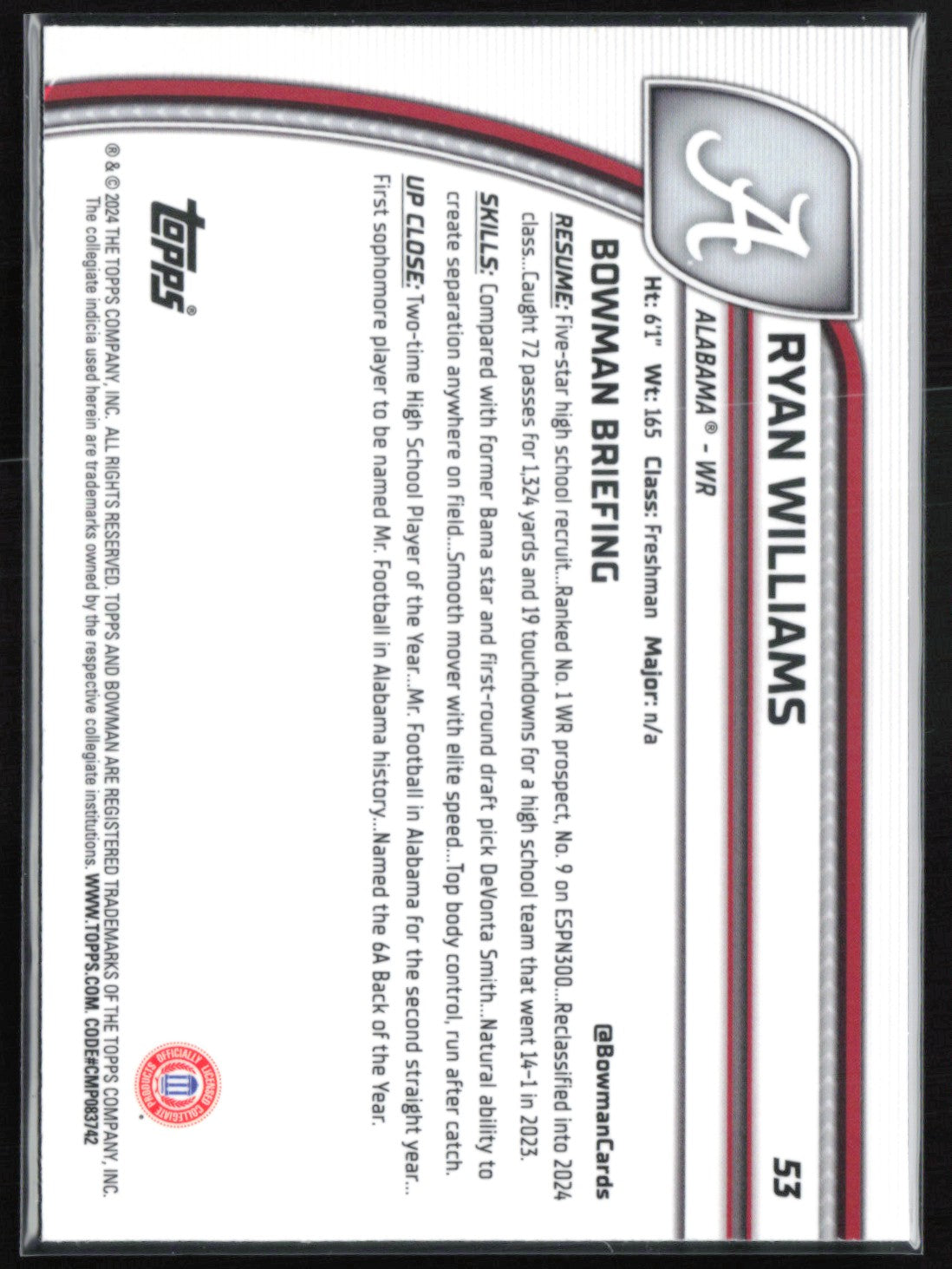 Ryan Williams 1st Bowman Chrome U