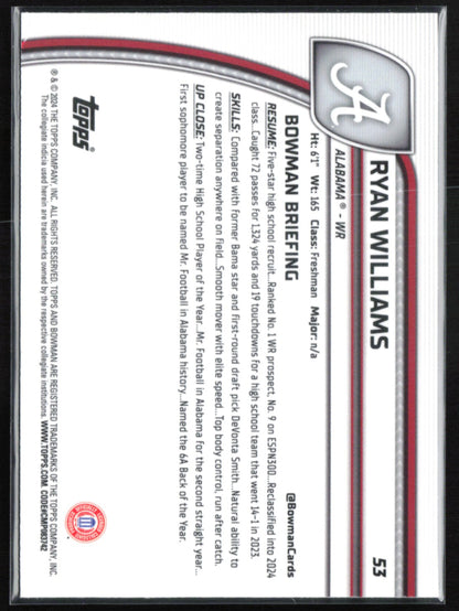 Ryan Williams 1st Bowman Chrome U