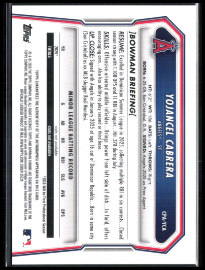 Yojancel Cabrera 1st Bowman Chrome Auto