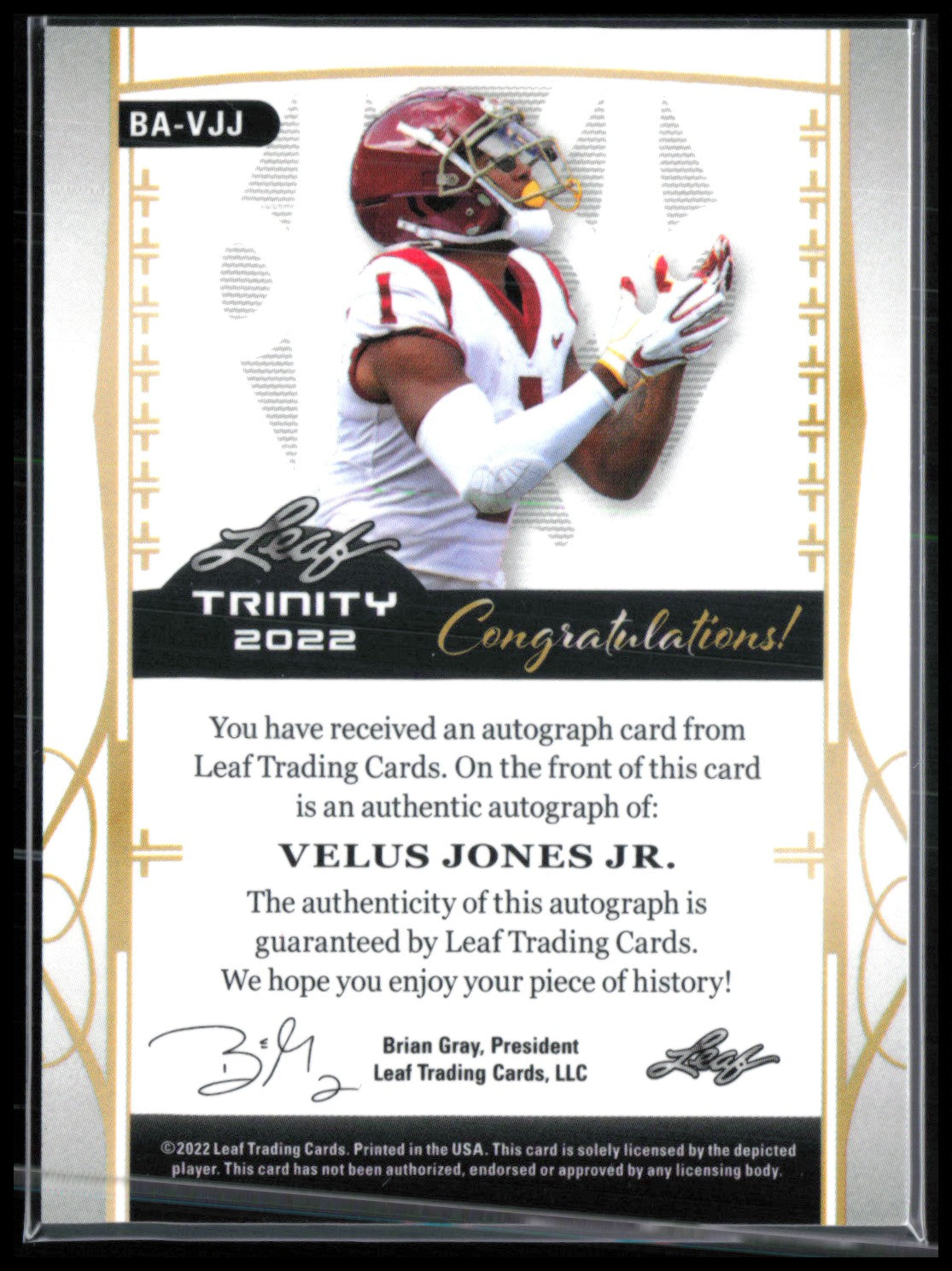 Velus Jones Jr. RC Auto /99 2022 Leaf Trinity