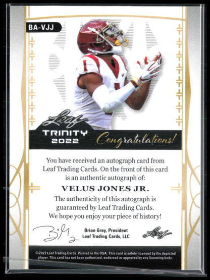 Velus Jones Jr. RC Auto /99 2022 Leaf Trinity