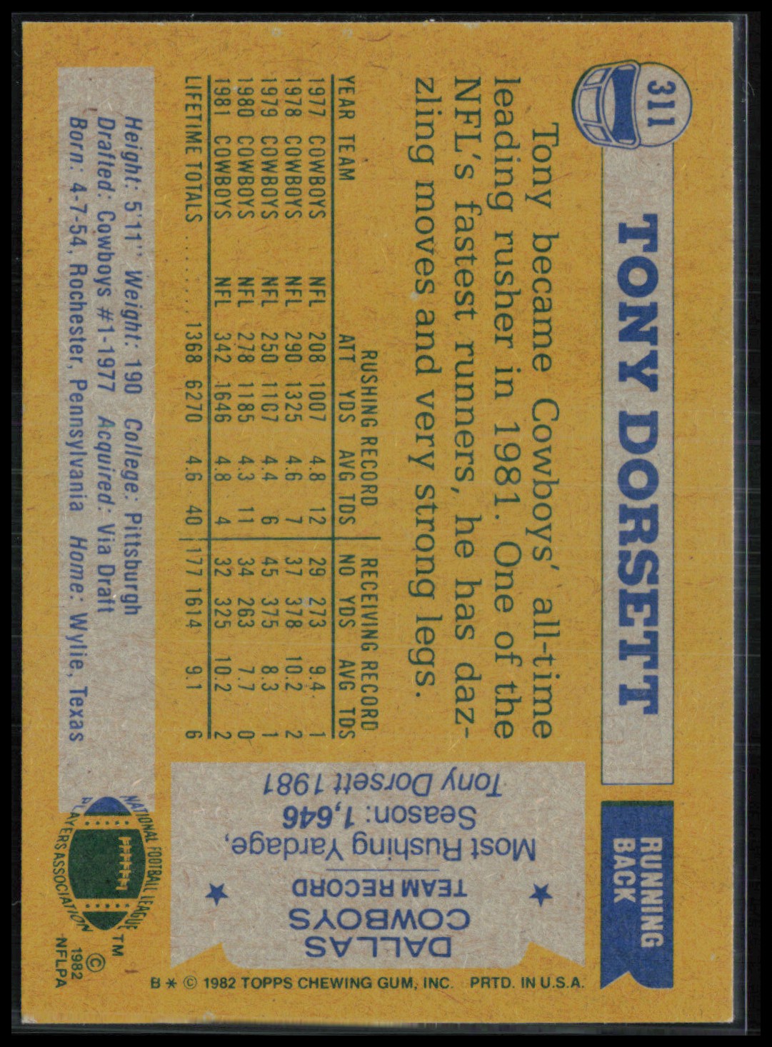 Tony Dorsett 1992 Topps
