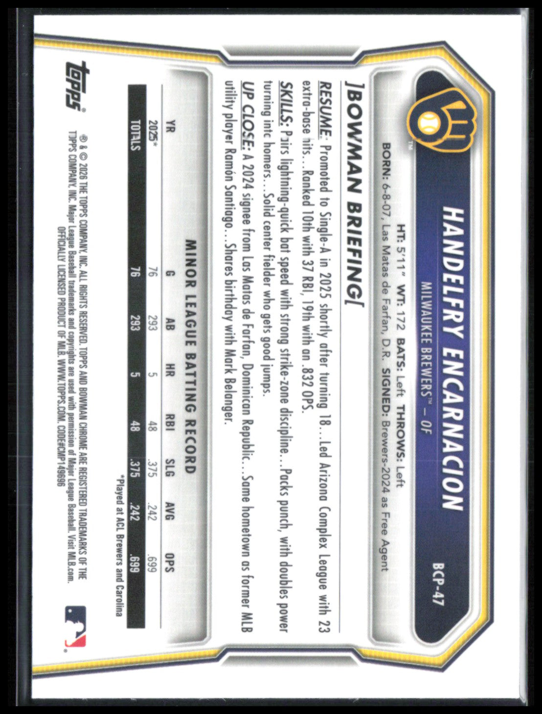 Handelfry Encarnacion 1st Bowman Mojo