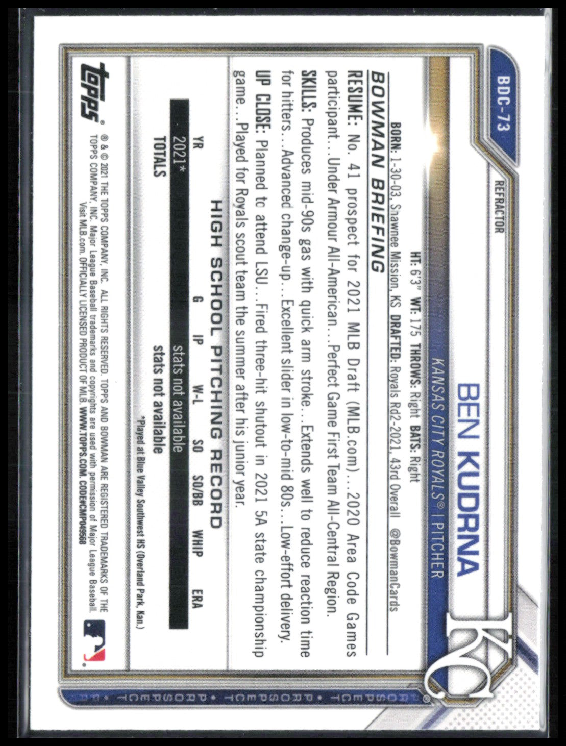 Ben Kudrna 1st Bowman Refractor