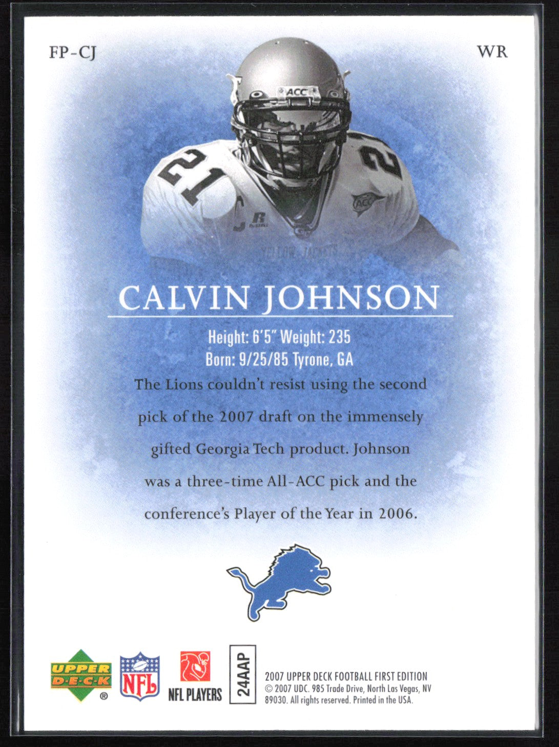 Calvin Johnson Freshman Phenoms 2007 UD First Edition