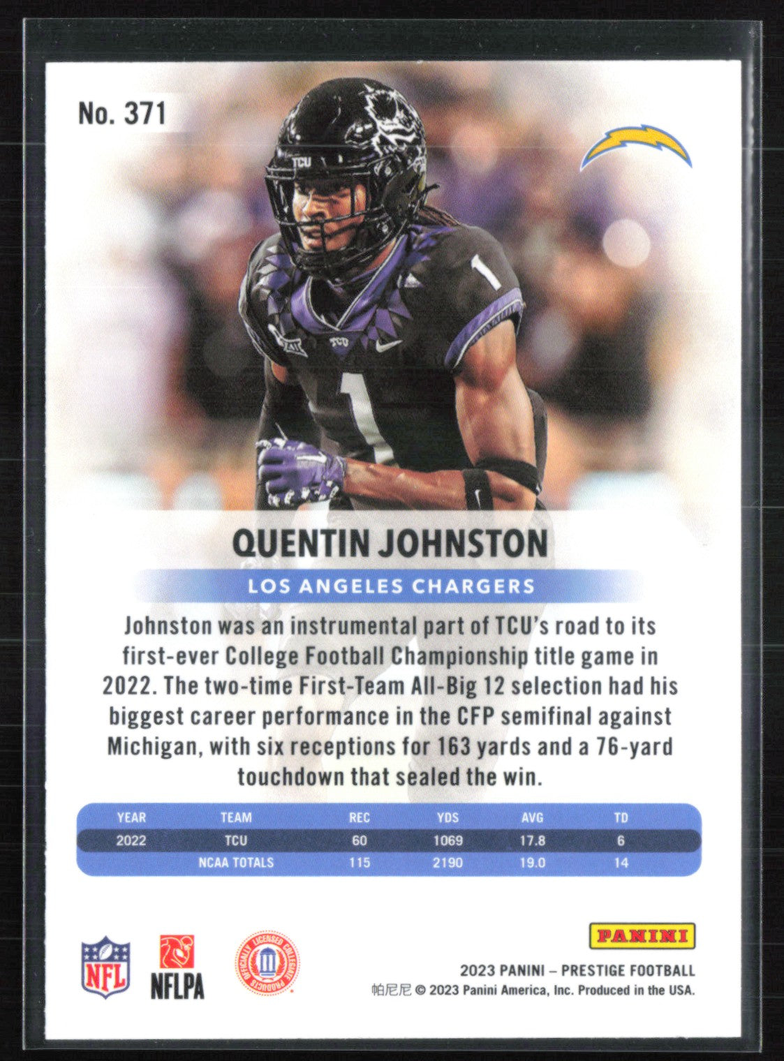 Quentin Johnston RC Xtra Points