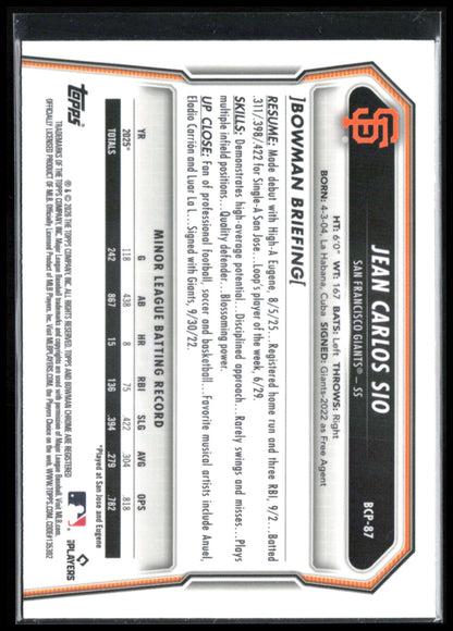 Jean Carlos Sio 1st Bowman Chrome
