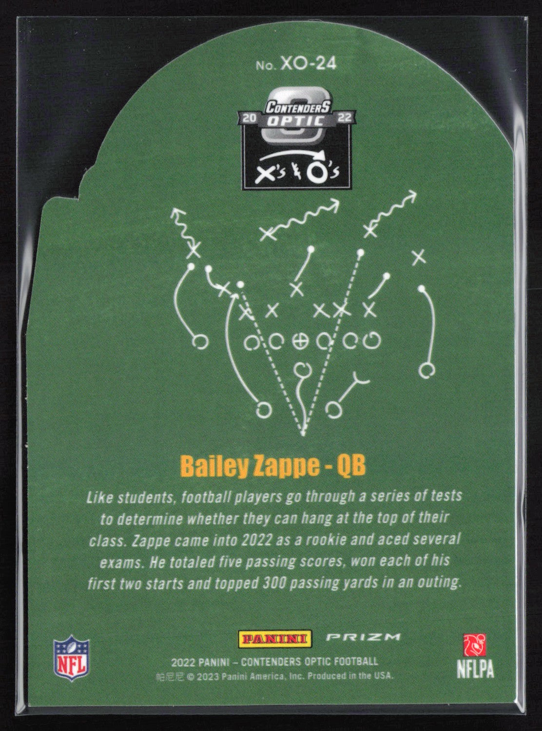 Bailey Zappe Xs and Os 2022 Contenders Optic Die-Cut