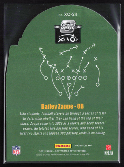 Bailey Zappe Xs and Os 2022 Contenders Optic Die-Cut