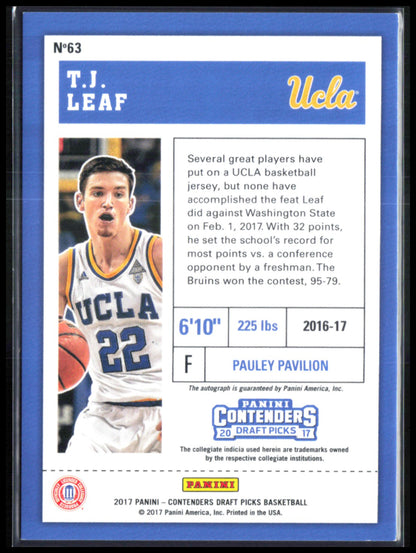 T.J. Leaf RC Auto 2017 Contenders Draft Picks