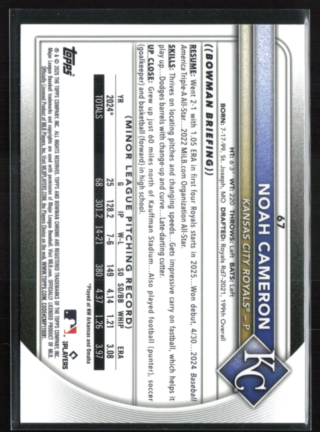 Noah Cameron RC Red Rookie Logo