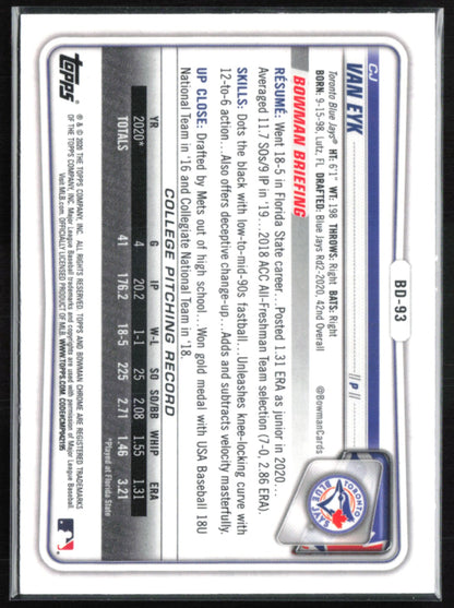 CJ Van Eyk 1st Bowman Mojo