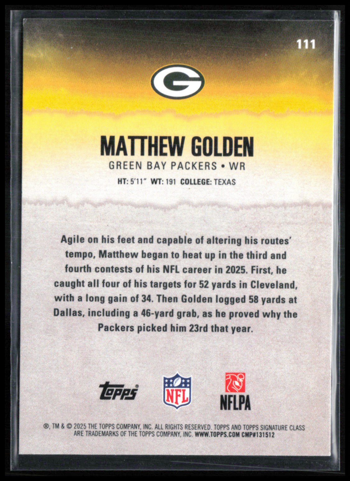 Matthew Golden RC Yellow
