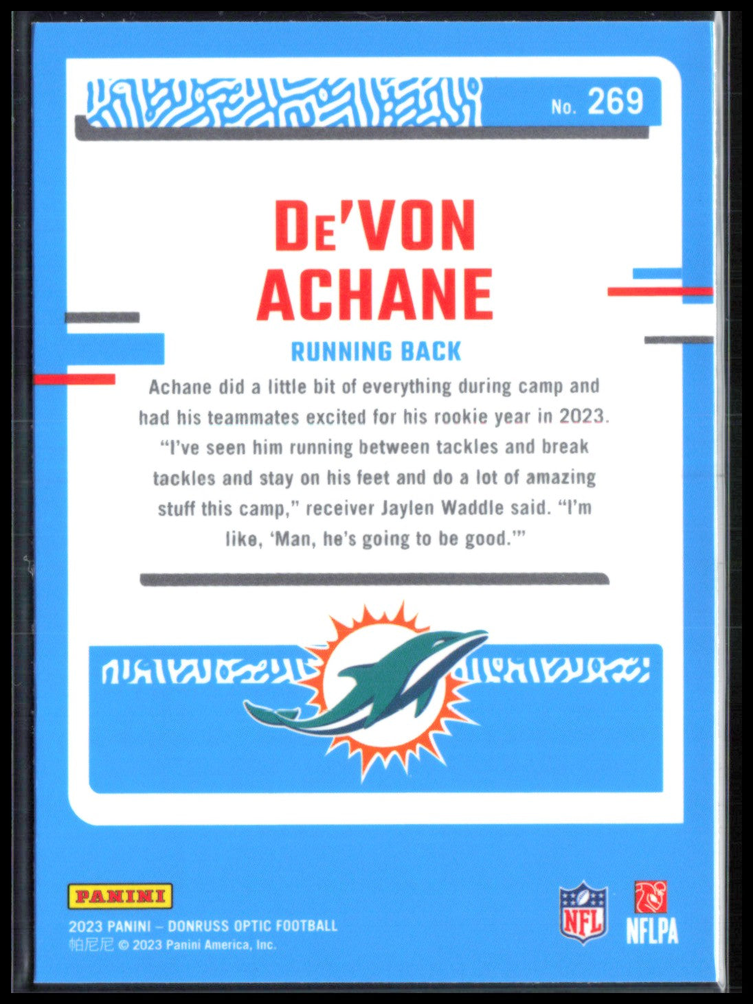 De'Von Achane RC Optic Rated Rookie