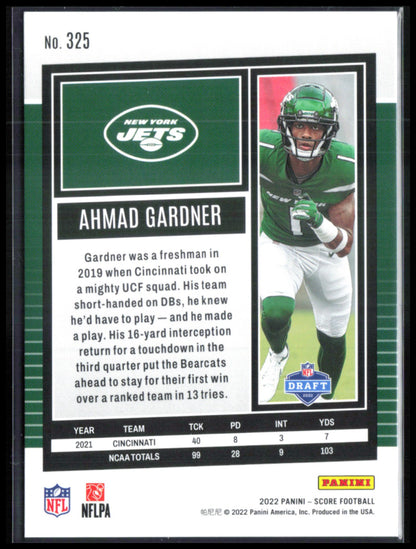 Ahmad Sauce Gardner RC /399 2022 Score