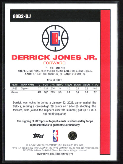 Derrick Jones Jr. Auto 2024 Topps Autographs