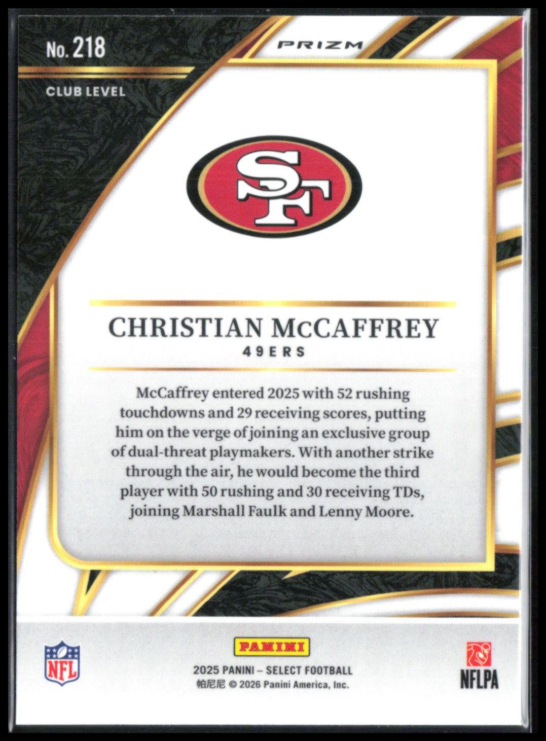 Christian McCaffrey Silver Prizm Club Level