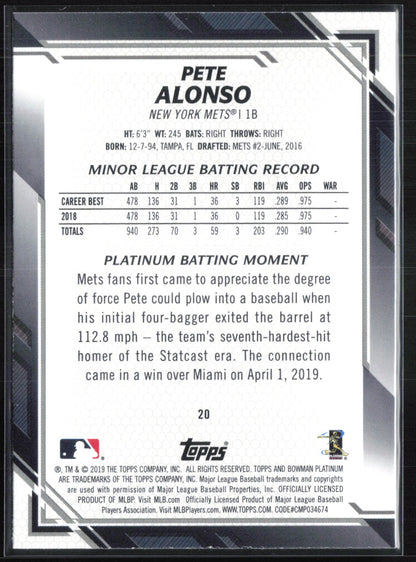 Pete Alonso RC 2019 Bowman Platinum
