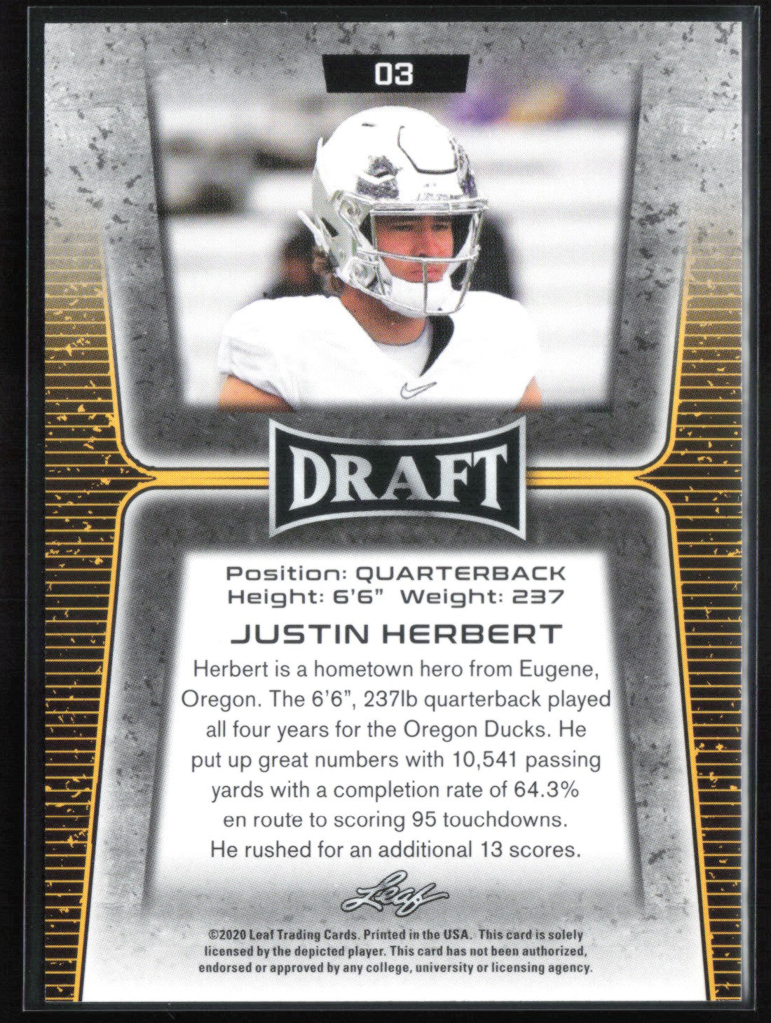 Justin Herbert XRC Draft Red