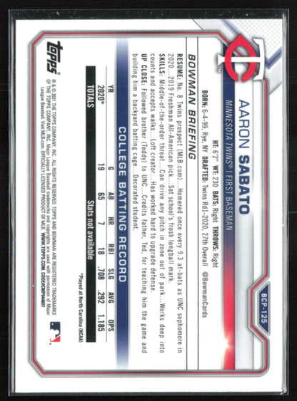 Aaron Sabato 1st Bowman Mojo