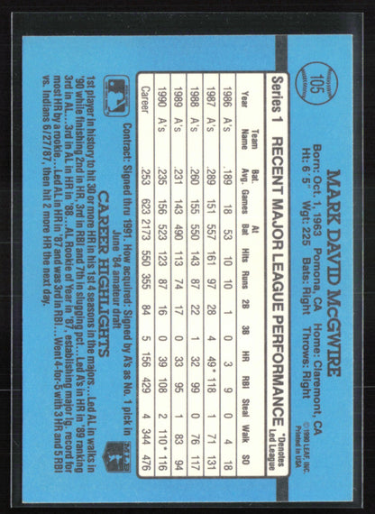 Mark McGwire 1991 DOnruss