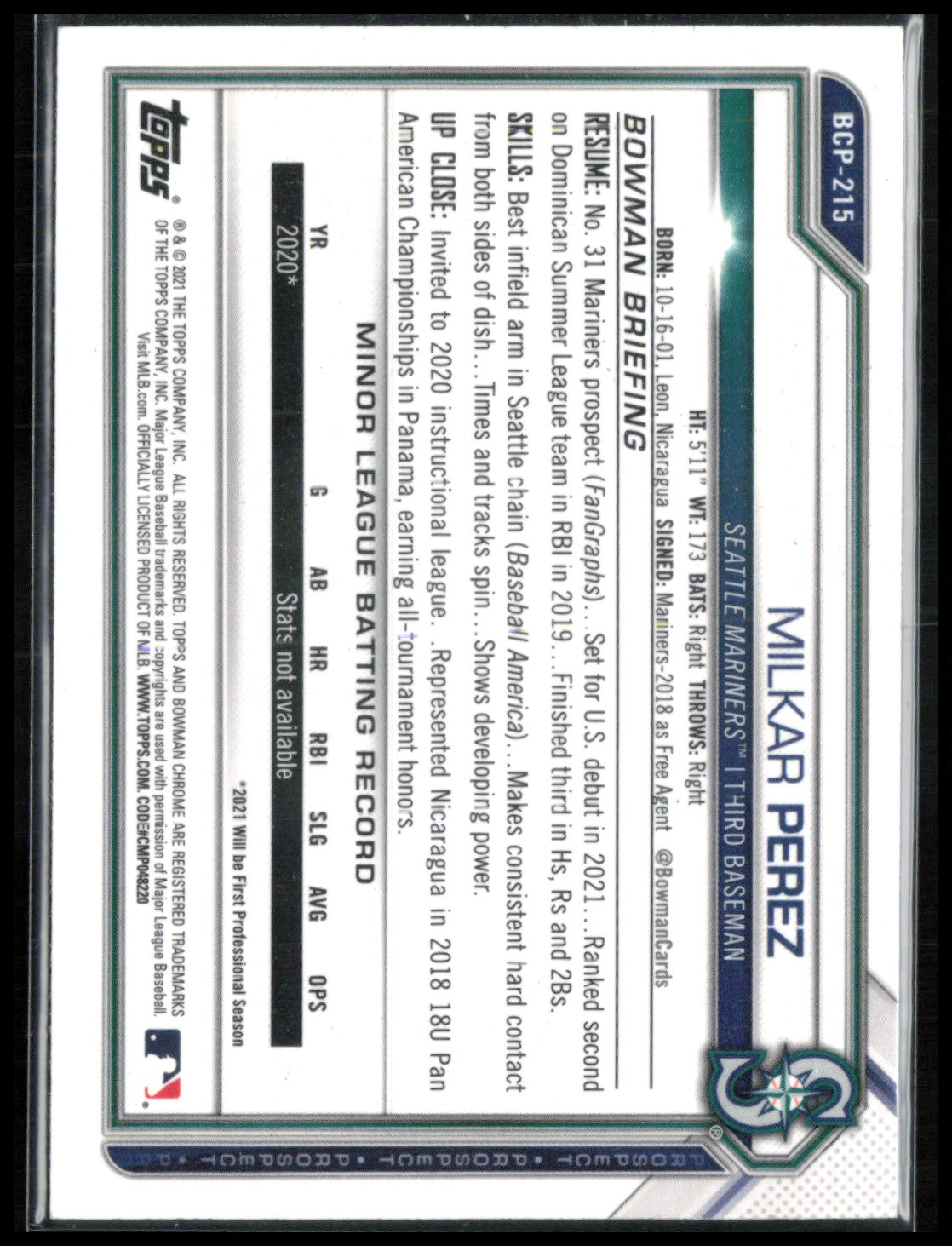 Milkar Perez 1st Bowman Mojo