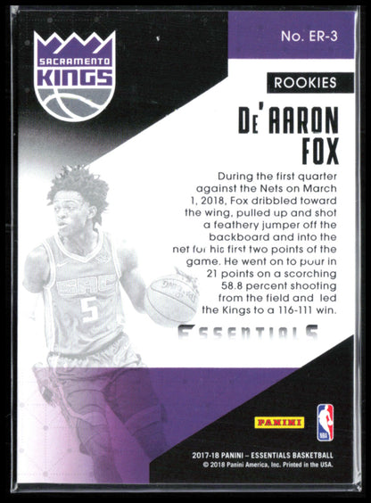 De'Aaron Fox RC Essential Rookies