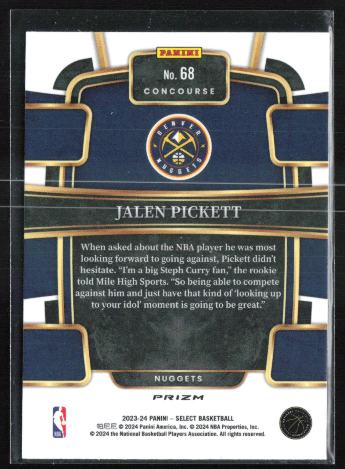 Jalen Pickett RC Tri-Color Prizm