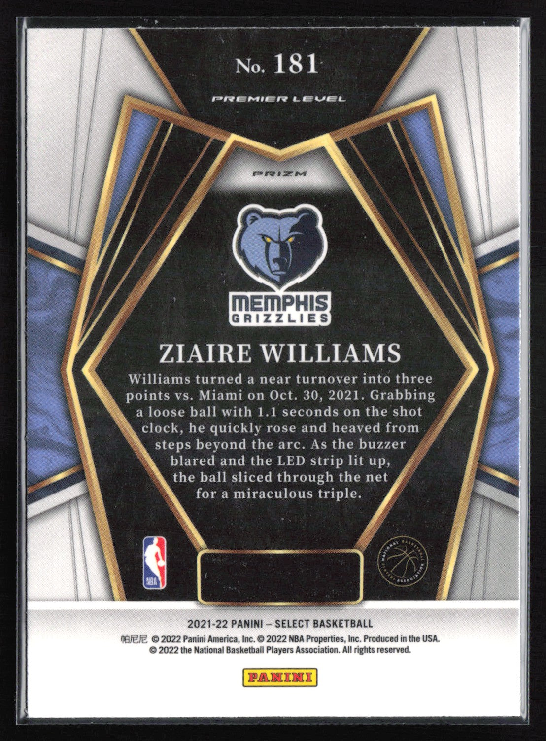 Ziaire Williams RC Blue Shimmer