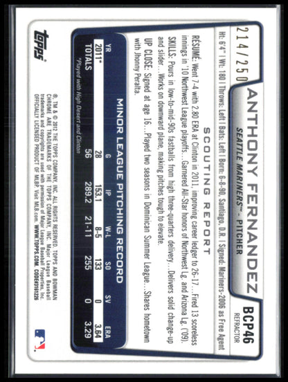 Anthony Fernandez 1st Bowman Chrome /250