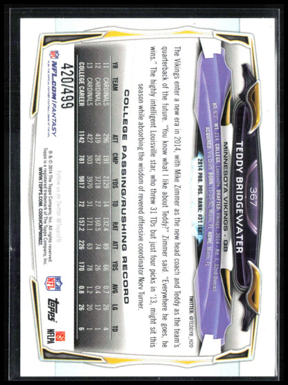 Teddy Bridgewater RC Pink /499