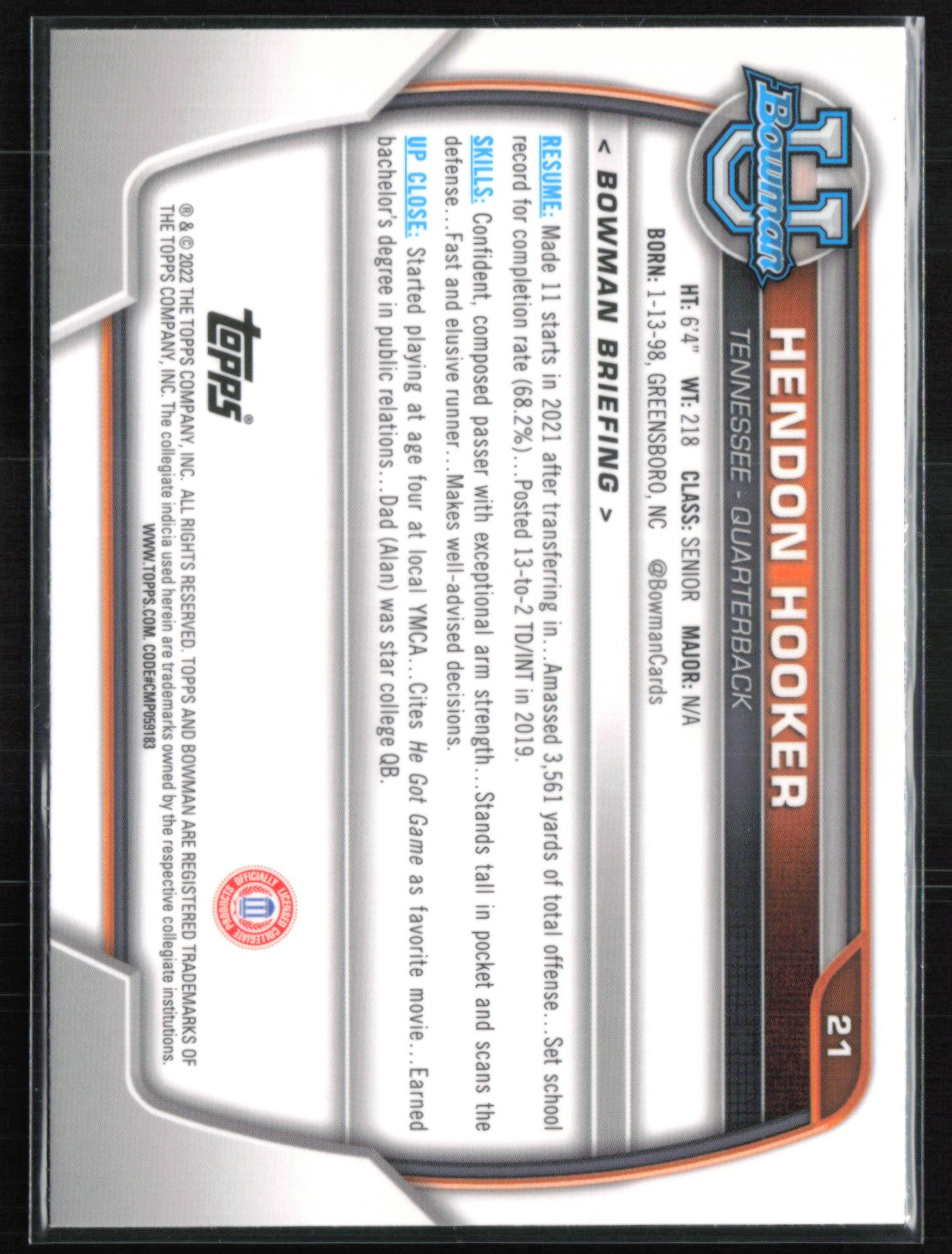 Hendon Hooker 1st Bowman