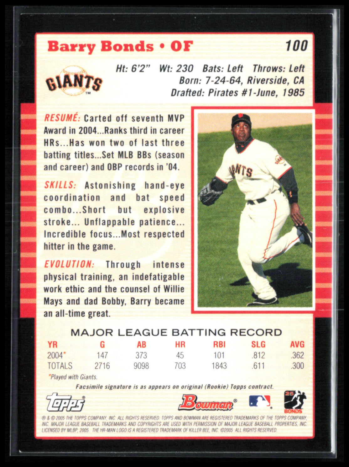Barry Bonds 2005 Bowman