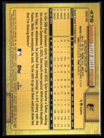 Tyler Wells Golden Mirror SSP 2026 Topps Series 2