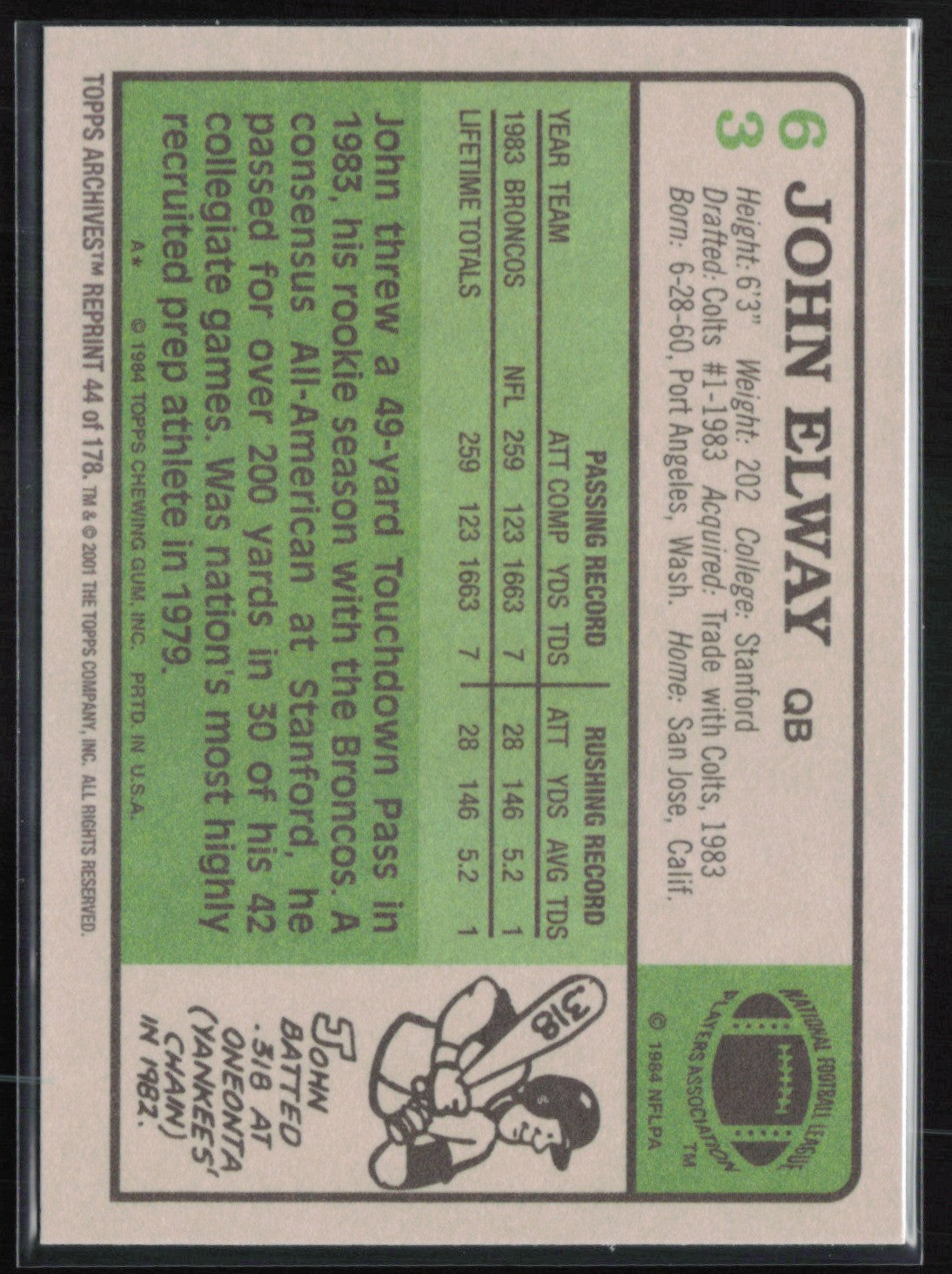 John Elway 2001 Topps Archives