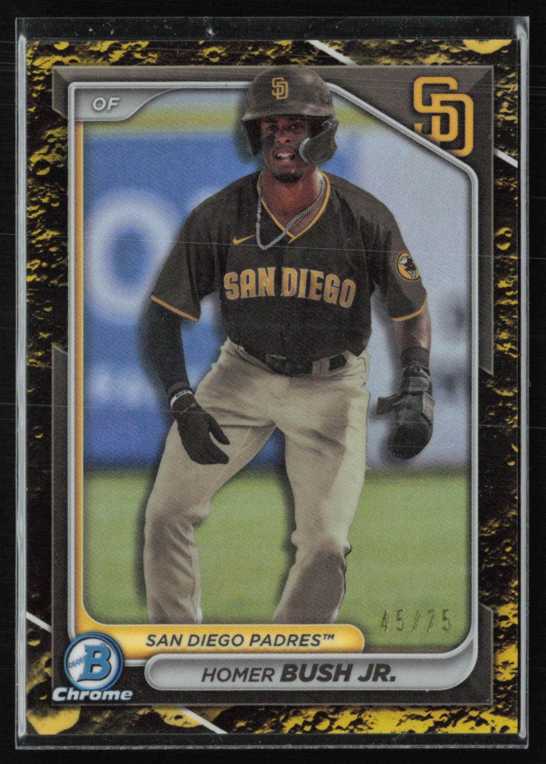Homer Bush Jr. Lunar Yellow /75 2024 Bowman Chrome Prospects