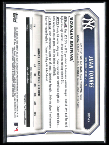 Juan Torres 1st Bowman Chrome