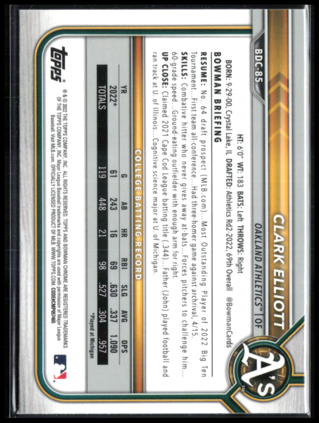 Clark Elliott 1st Bowman Sapphire