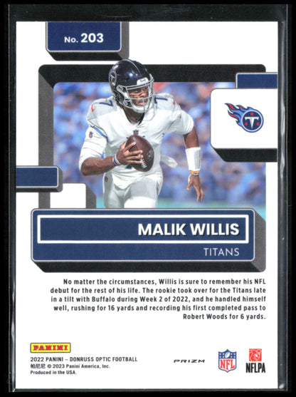 Malik Willis RC Holo Rated Rookie
