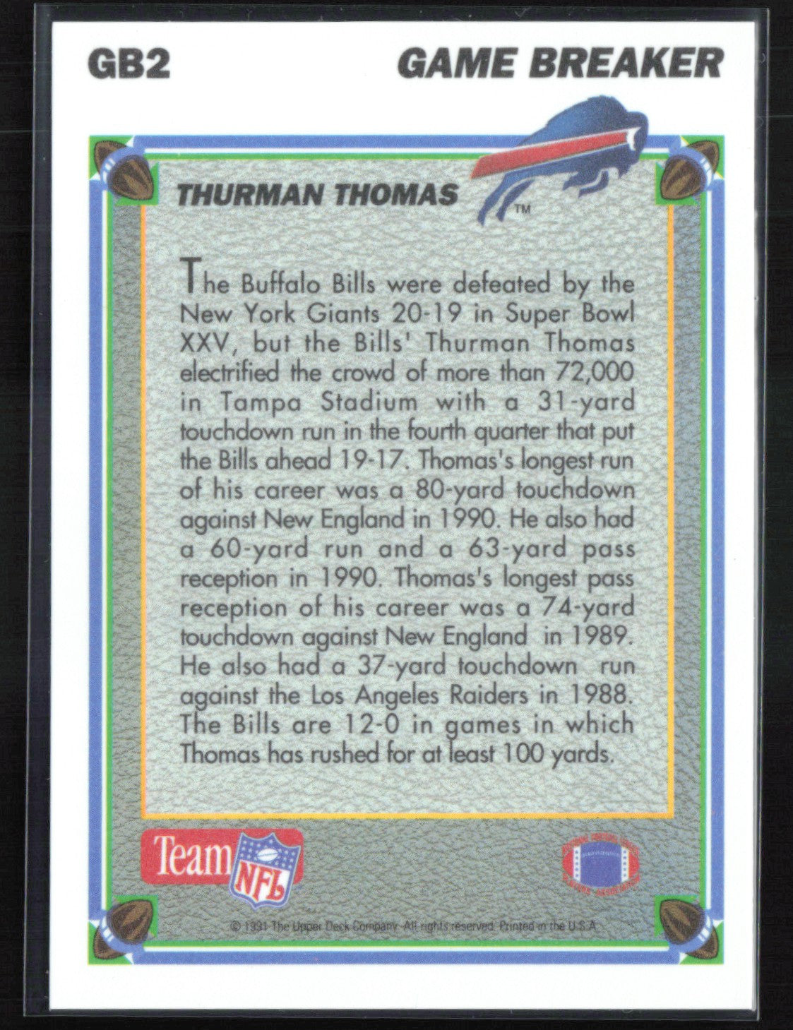 Thurman Thomas Game Breakers Holo