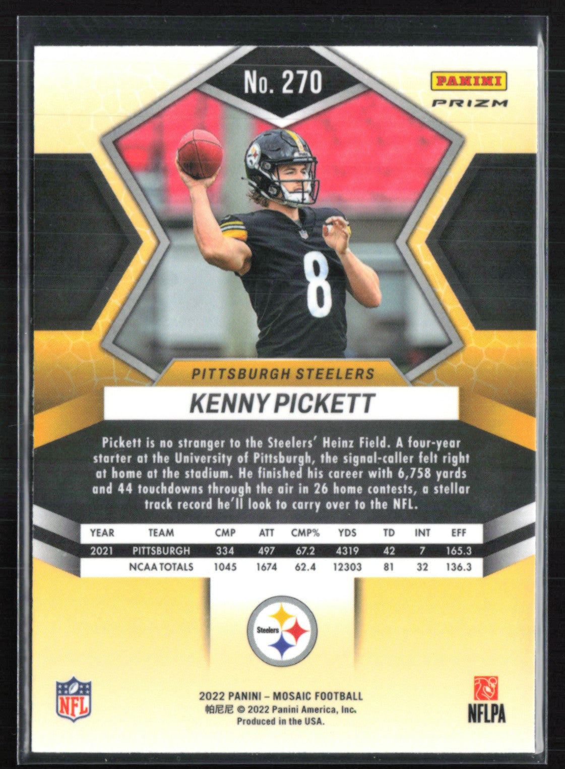 2022 Panini Mosaic 270 Kenny Pickett RC Mosaic Prizm – Dollar Box