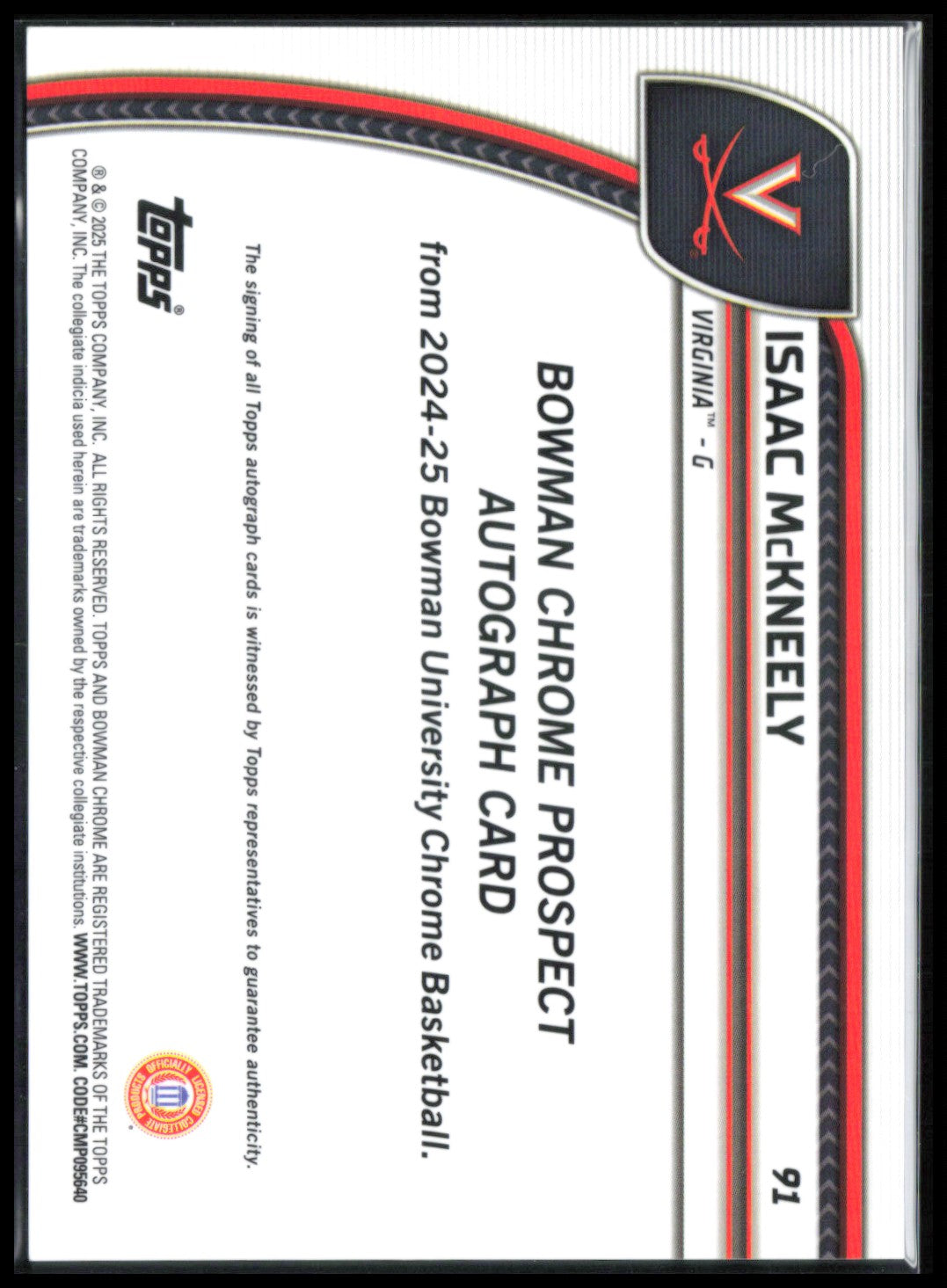 Isaac McKneely Auto 2024-25 Bowman U Chrome