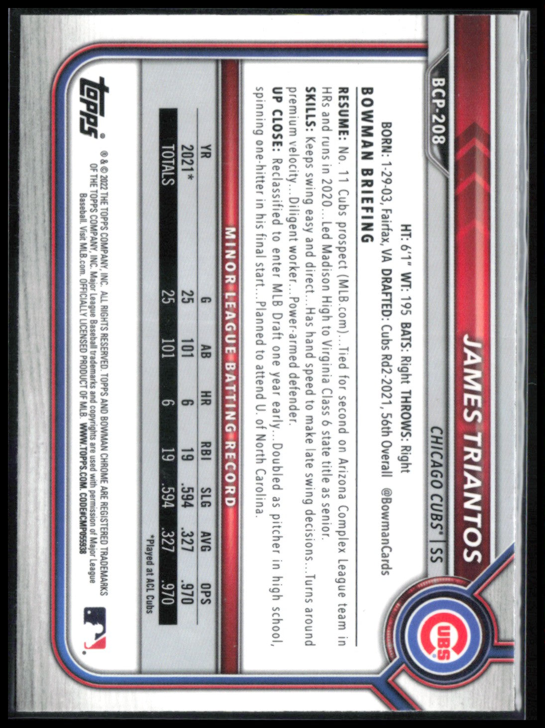 James Triantos 1st Bowman Mojo