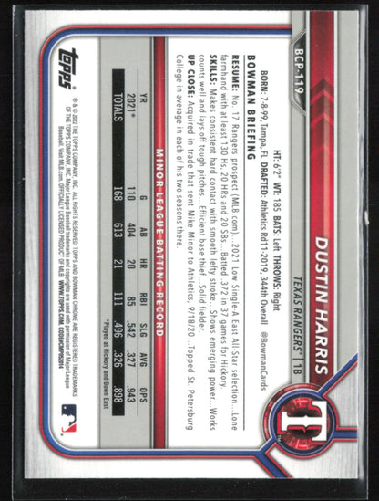 Dustin Harris 1st Bowman Mojo