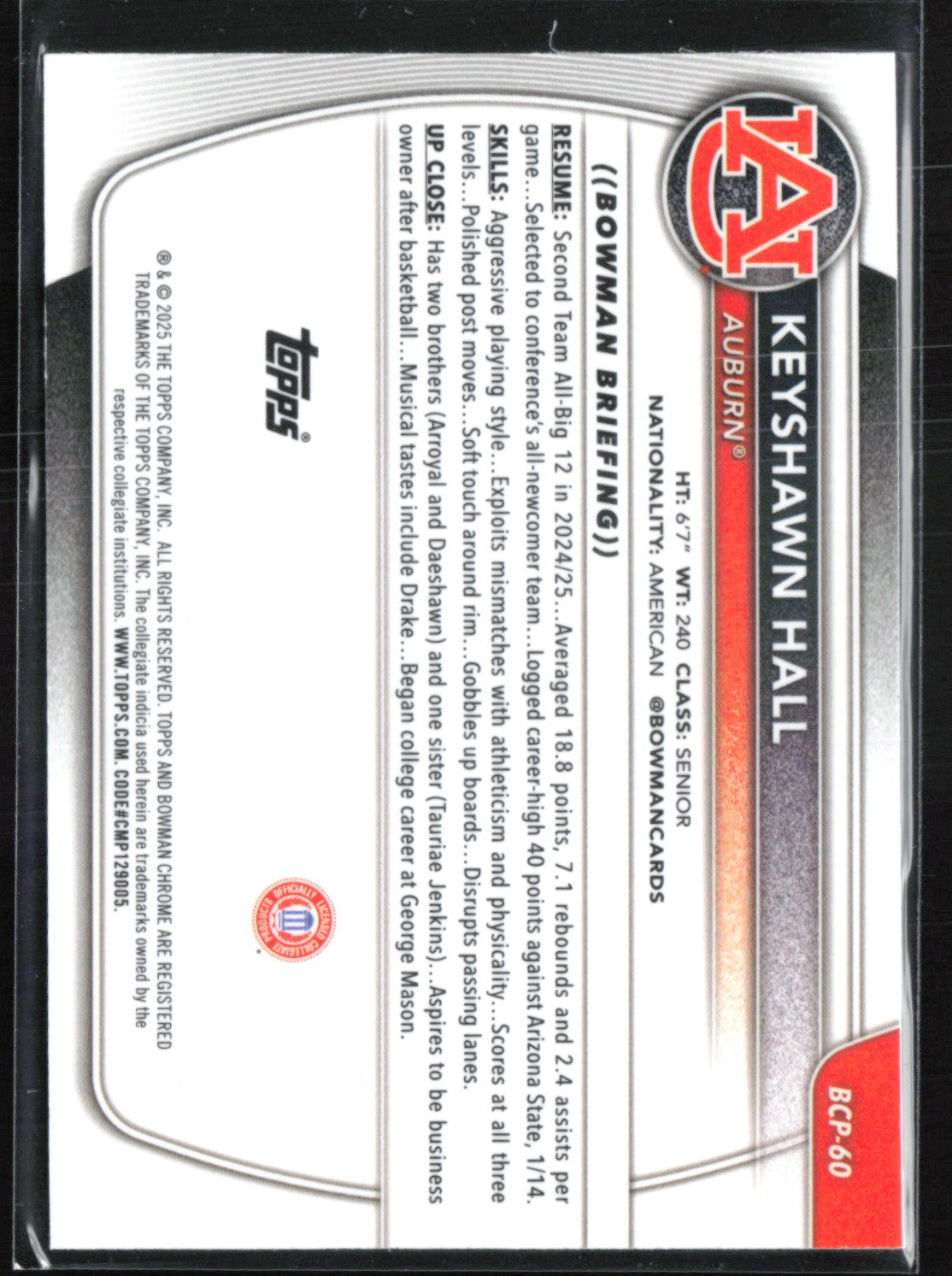Keyshawn Hall 1st Bowman Mojo