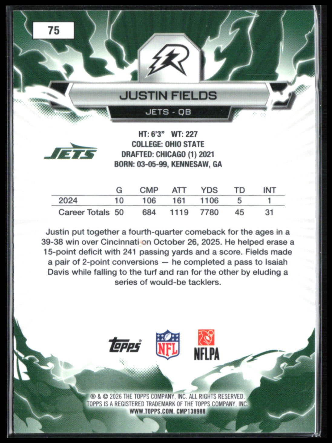Justin Fields Teal Pink Laser