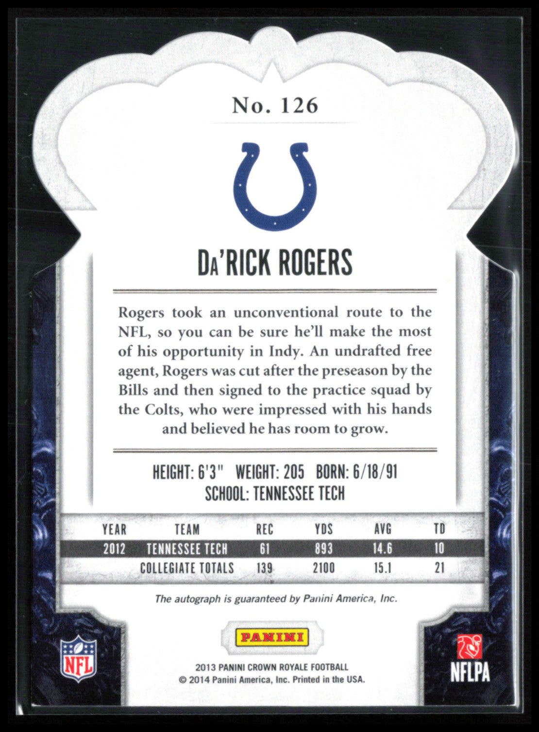 Da'Rick Rogers RC Auto /99 Die-Cut